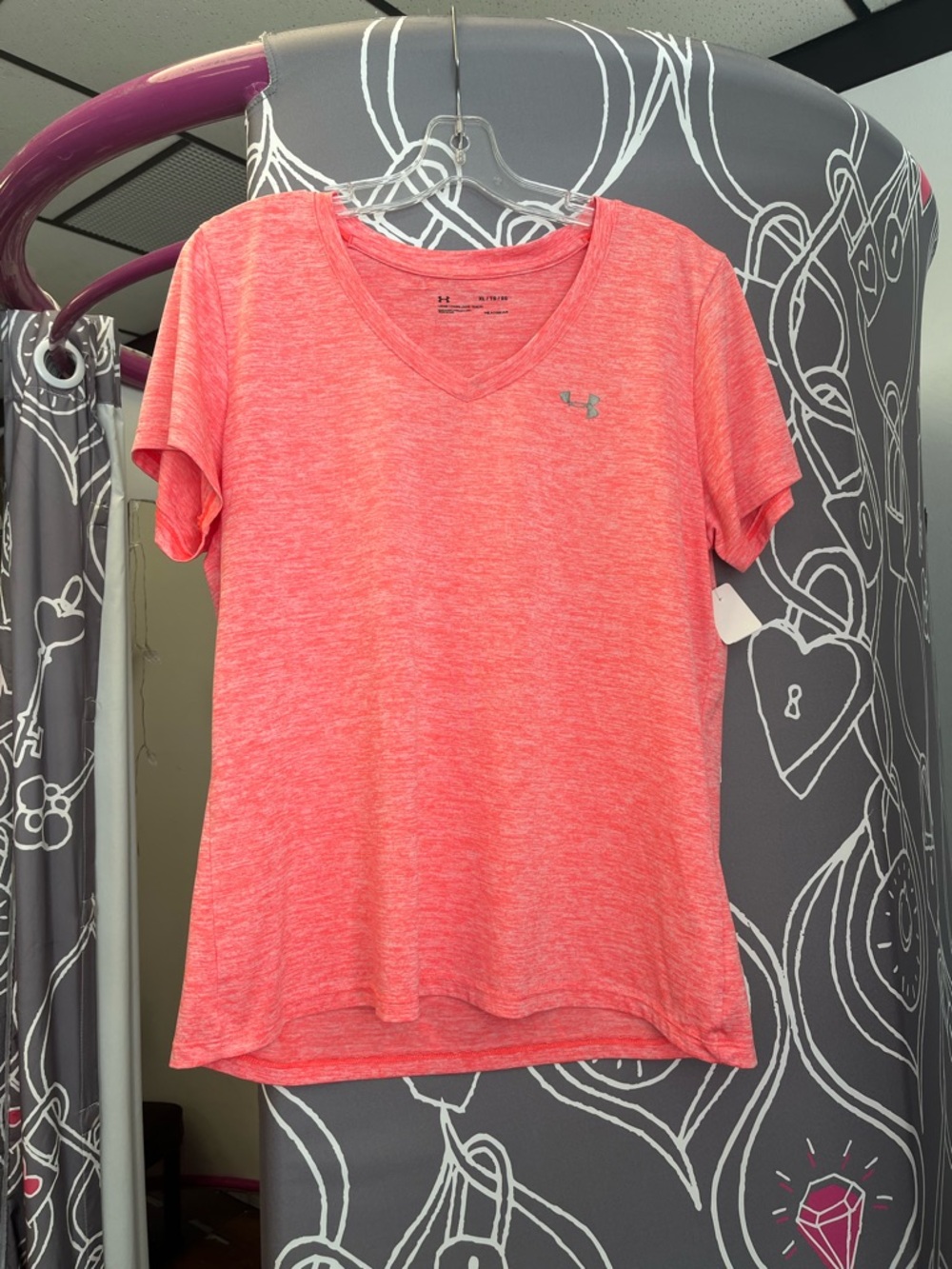 Under Armour Women's Heathered Coral V-Neck Performance Tee